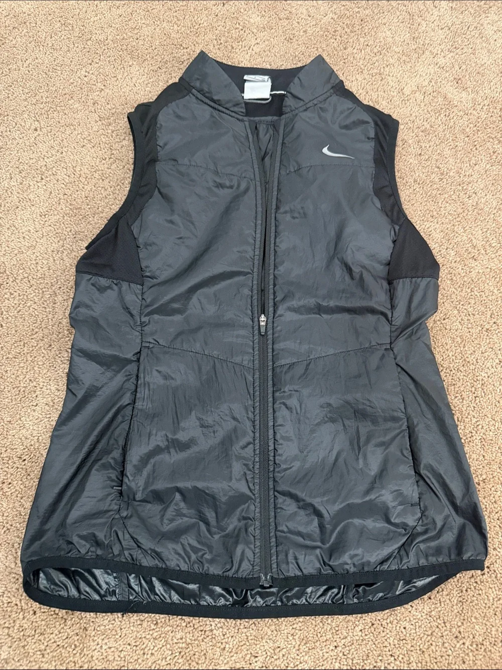 Nike Running Black Quilted Sleeveless Vest with Reflective Swoosh